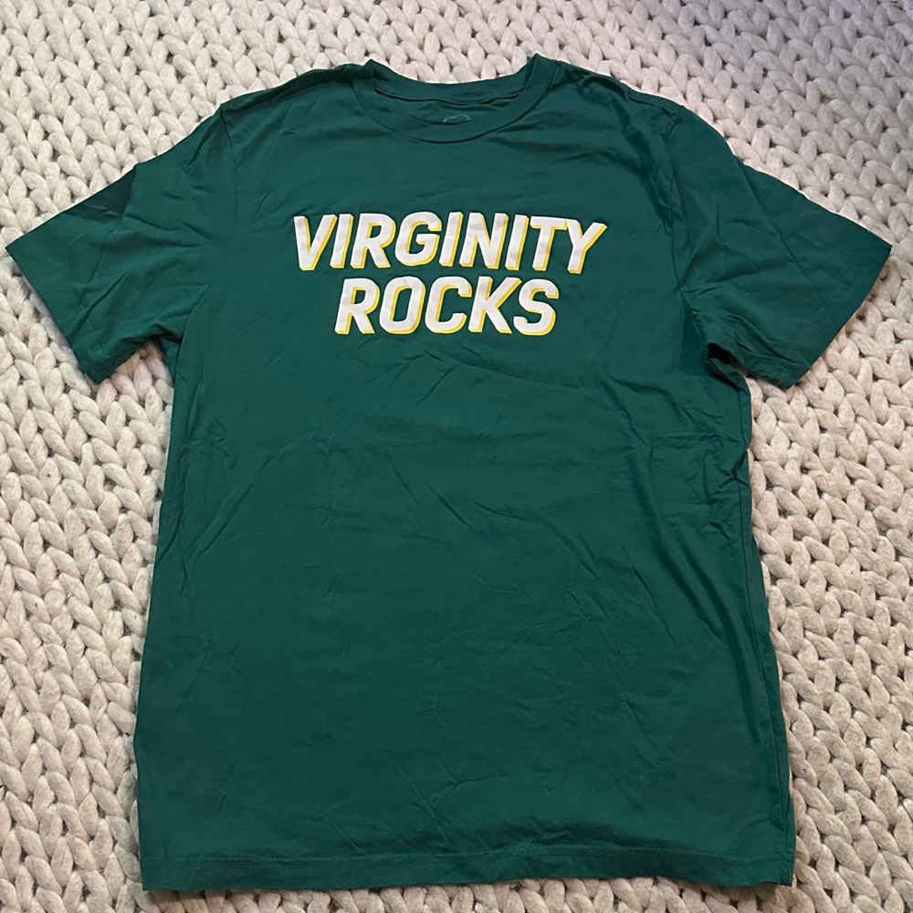 “Virginity Rocks” Green Graphic Tee